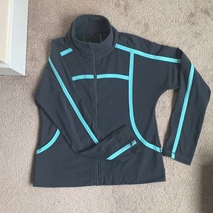 Lululemon Grey & Blue Zip Up Jacket.Pre loved No size tag, measurements in photo